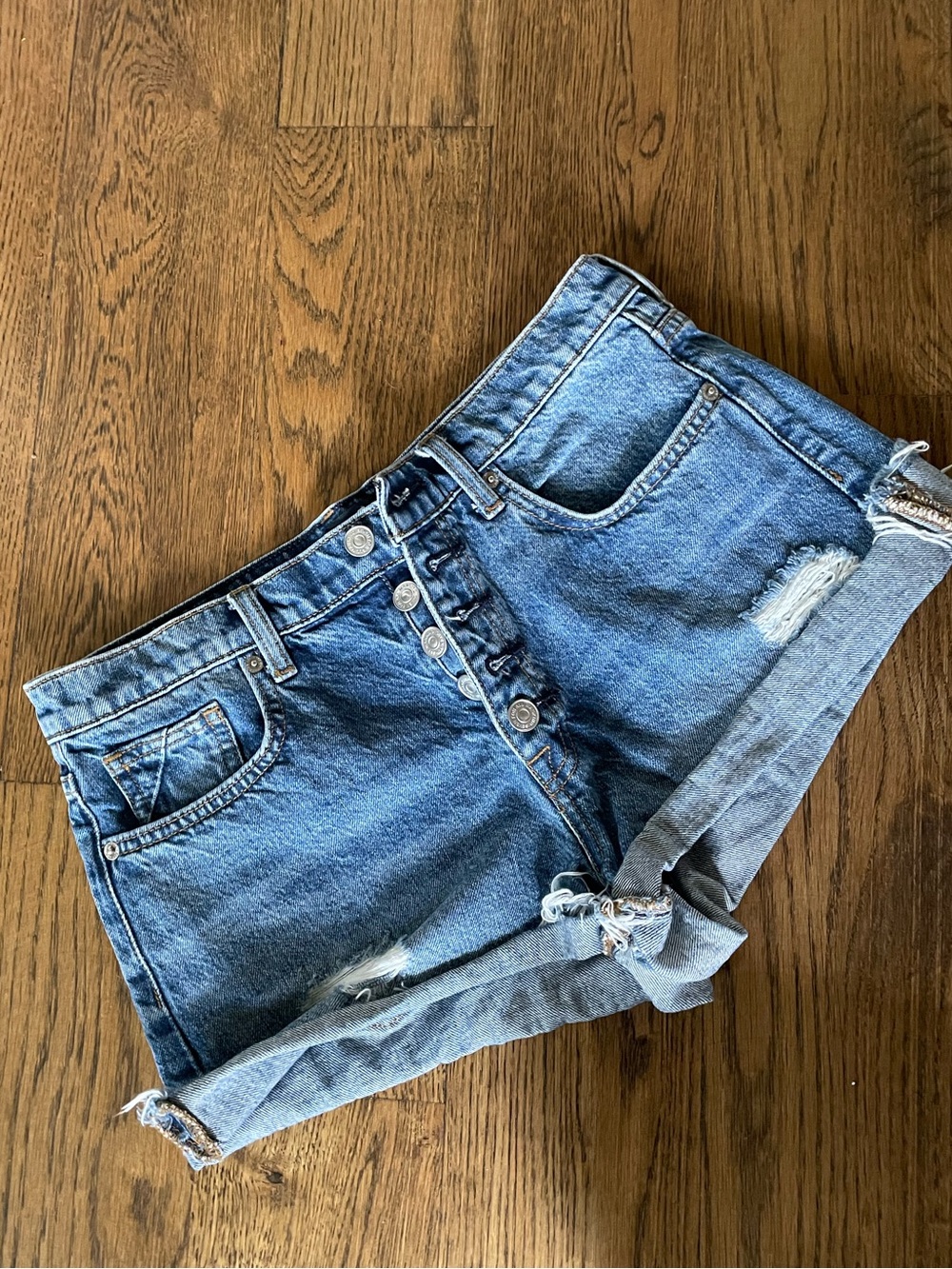 7 for All Mankind - High-Rise Button-Fly Denim Shorts - Size 29